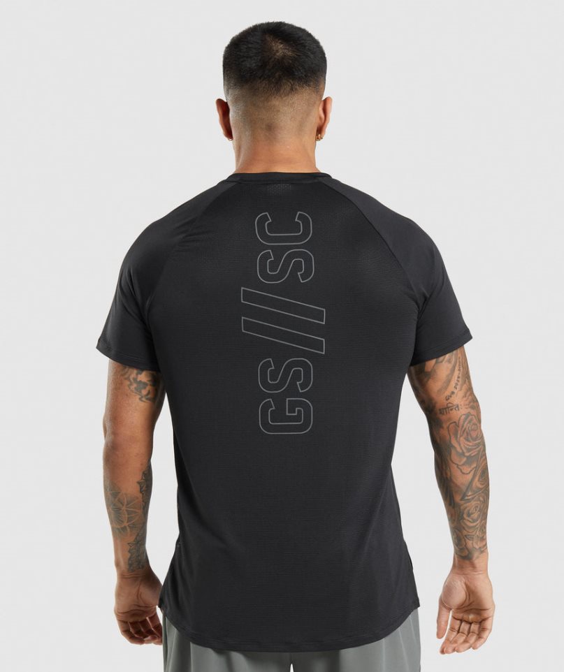 Men's Gymshark Steve Cook T-Shirts Black | CA AD7138